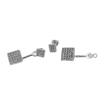 PENDIENTES PLATA ACABADO EN RODIO Y CIRCONITAS CIERRE PRESION