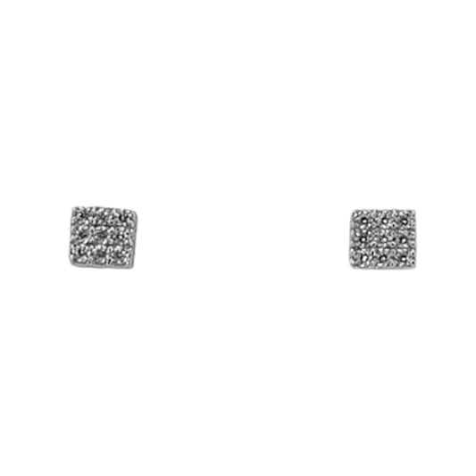 SILVER EARRINGS WITH RHODIUM FINISH AND ZIRCONIAS, PRESSURE CLOSURE
