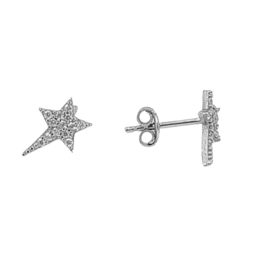 SILVER EARRINGS WITH RHODIUM FINISH, ZIRCONIAS AND PRESSURE CLOSURE