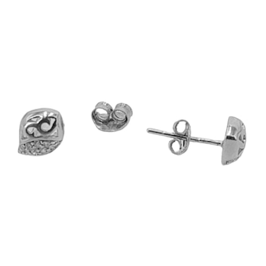 SILVER EARRINGS WITH RHODIUM FINISH, PRESSURE CLOSURE AND ZIRCONIAS