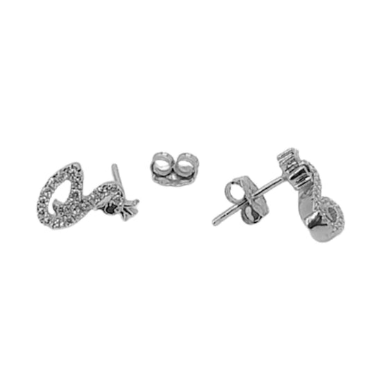 SILVER EARRINGS WITH RHODIUM FINISH, PRESSURE CLOSURE AND ZIRCONIAS
