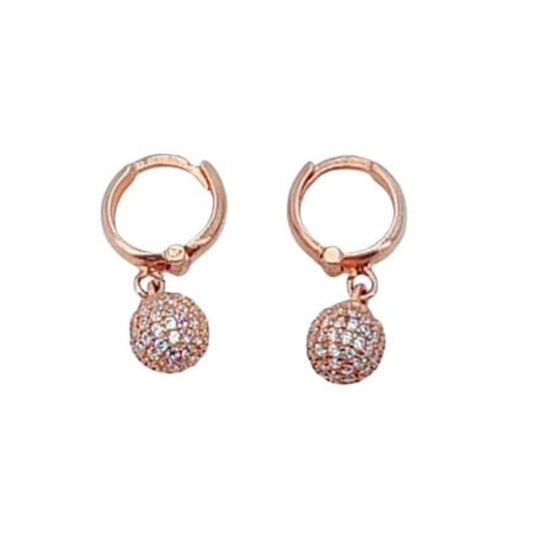 SILVER HOOPS WITH PINK FINISH AND ZIRCONIA BALL