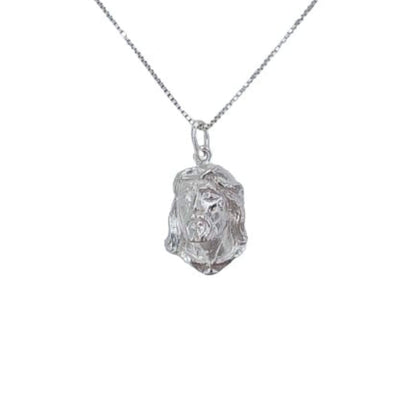 MEDALLA SILUETA CABEZA DE CRISTO PLATA ACABADO EN PLATEADO