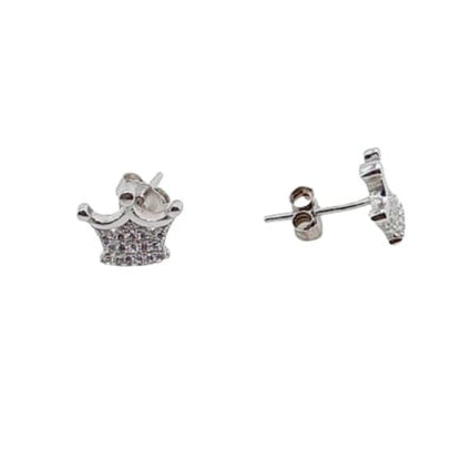 CONJUNTO CORONA PLATA ACABADO EN RODIO COLLAR Y PENDIENTES