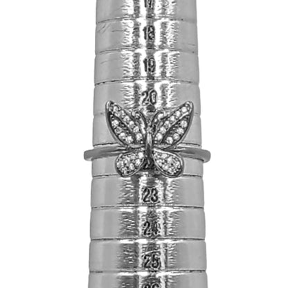 ANILLO MARIPOSA PLATA ACABADO EN RUTENIO Y CIRCONITAS