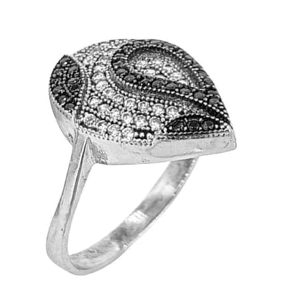 ANILLO PLATA ACABADO EN RODIO Y CIRCONITAS