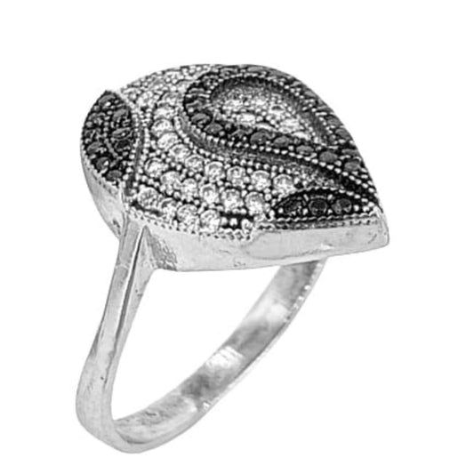 SILVER RING WITH RHODIUM FINISH AND ZIRCONIAS
