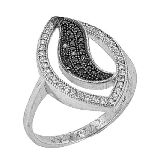 SILVER RING WITH RHODIUM FINISH AND ZIRCONIAS
