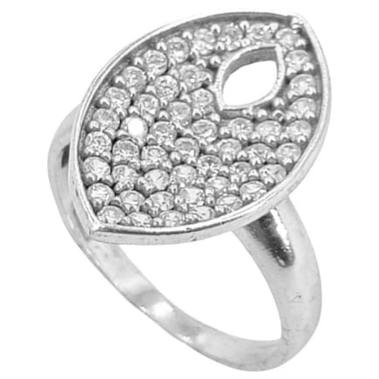 SILVER RING WITH RHODIUM FINISH AND ZIRCONIAS
