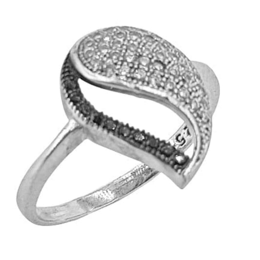 SILVER RING WITH RHODIUM FINISH AND ZIRCONIAS
