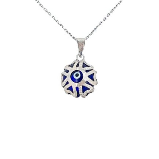 Turkish Eye Pendant, Silver Finished