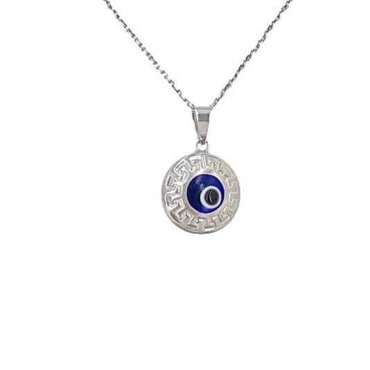 Turkish Eye Pendant with Silver Finish