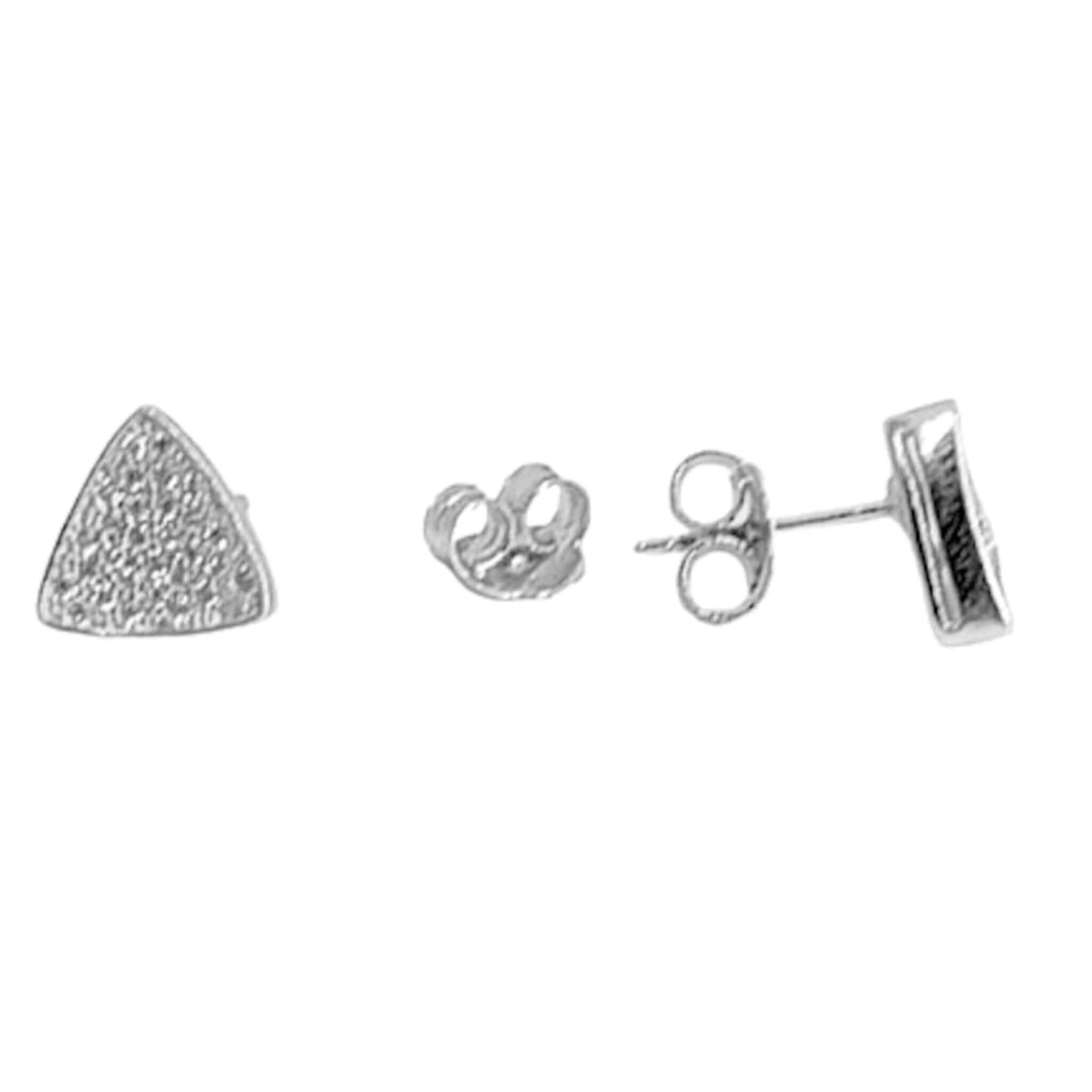 PENDIENTES TRIANGULO PLATA ACABADO RODIO CIERRE PRESION