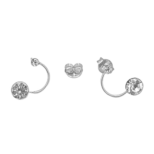 SILVER EARRINGS WITH RHODIUM FINISH AND ZIRCONIAS, PRESSURE CLOSURE