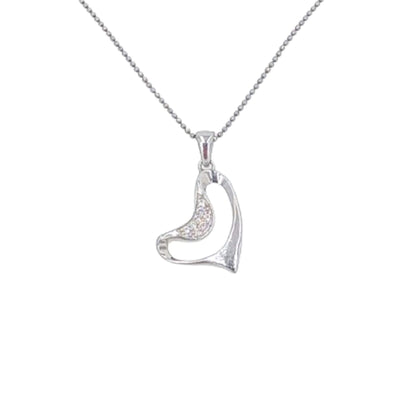 COLGANTE CORAZON PLATA ACABADO EN RODIO Y CIRCONITAS
