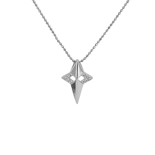 SILVER CROSS WITH SMOOTH RHODIUM FINISH AND ZIRCONIAS