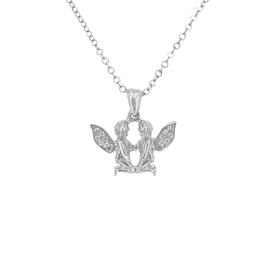 ANGEL PENDANT SILVER RHODIUM FINISH AND ZIRCONIAS