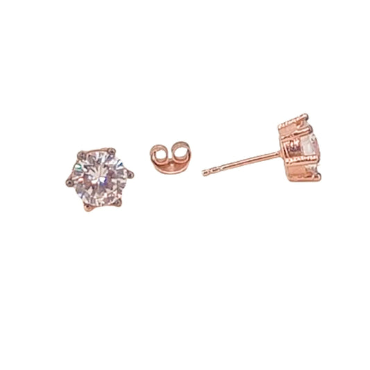 SILVER EARRINGS WITH PINK FINISH AND ZIRCONIA, PRESSURE CLOSURE