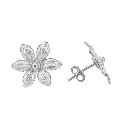 SILVER EARRINGS WITH SILVER FINISH AND PRESSURE CLOSURE