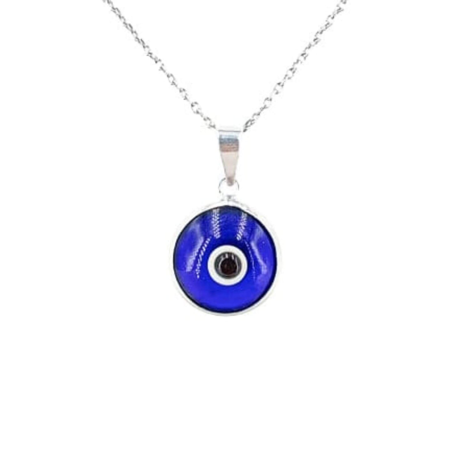 COLGANTE OJO TURCO AZUL OSCURO PLATA ACABADO PLATEADO