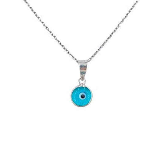 Turkish Eye Pendant, Silver Finish