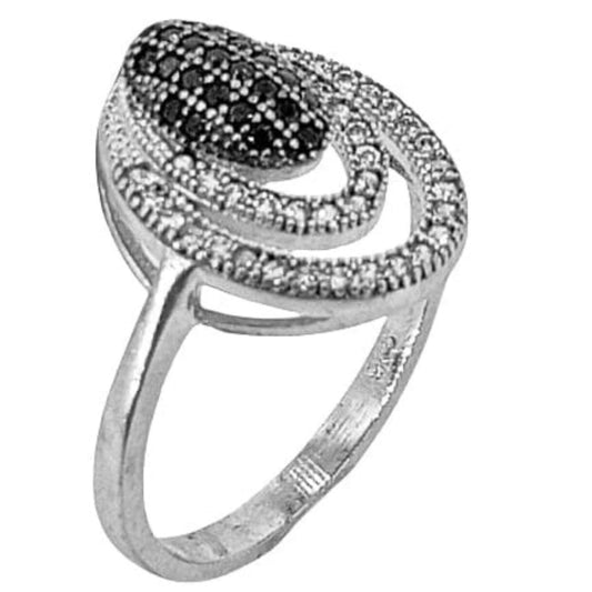 SILVER RING WITH RHODIUM FINISH AND ZIRCONIAS