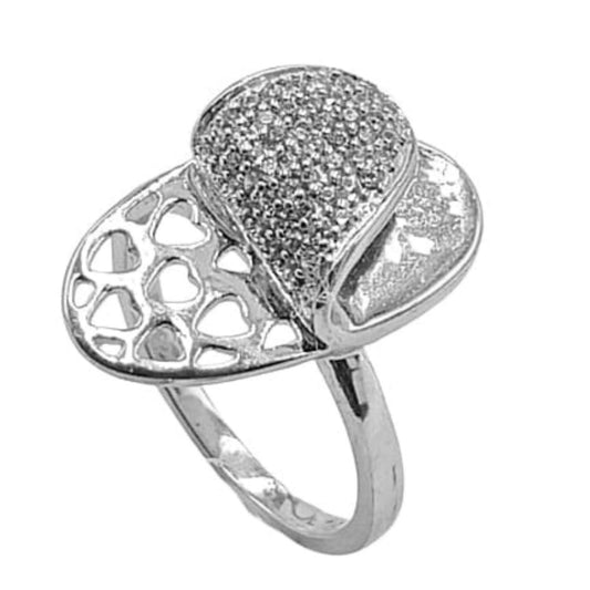 SILVER RING WITH RHODIUM FINISH AND ZIRCONIAS
