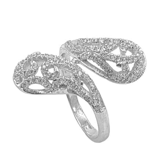 SILVER RING WITH RHODIUM FINISH AND ZIRCONIAS