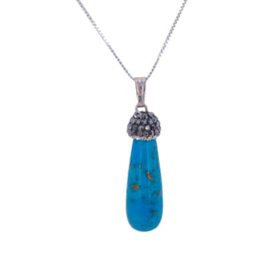 LAPIS LAZULI DROP SHAPED PENDANT IN SILVER AND SILVER FINISH