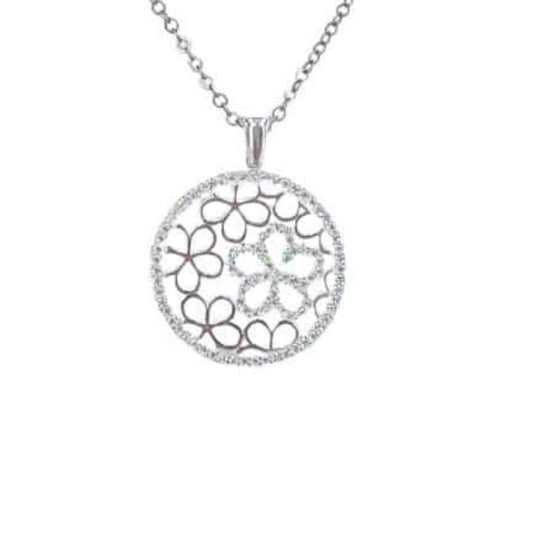 SILVER PENDANT WITH RHODIUM FINISH AND ZIRCONIAS