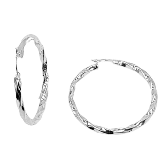 SILVER EARRINGS WITH RHODIUM FINISH AND SHINED ENGAGEMENT