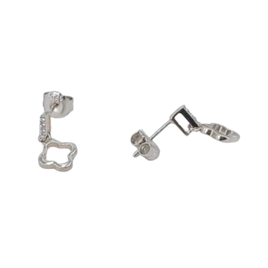 SILVER EARRINGS WITH RHODIUM FINISH, PRESSURE CLOSURE AND ZIRCONIAS