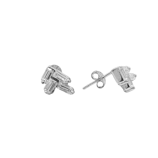 SILVER EARRINGS WITH RHODIUM FINISH, ZIRCONIAS AND PRESSURE CLOSURE