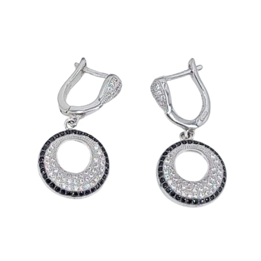 SILVER EARRINGS WITH RHODIUM FINISH, ZIRCONIAS, AND CATALAN CLOSURE