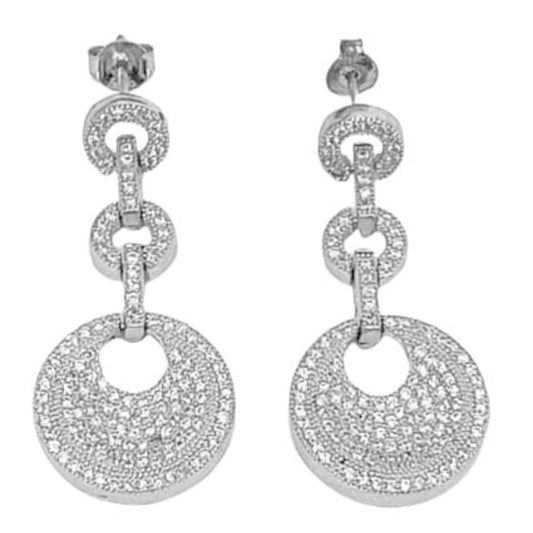 SILVER EARRINGS WITH RHODIUM FINISH, ZIRCONIAS AND PRESSURE CLOSURE