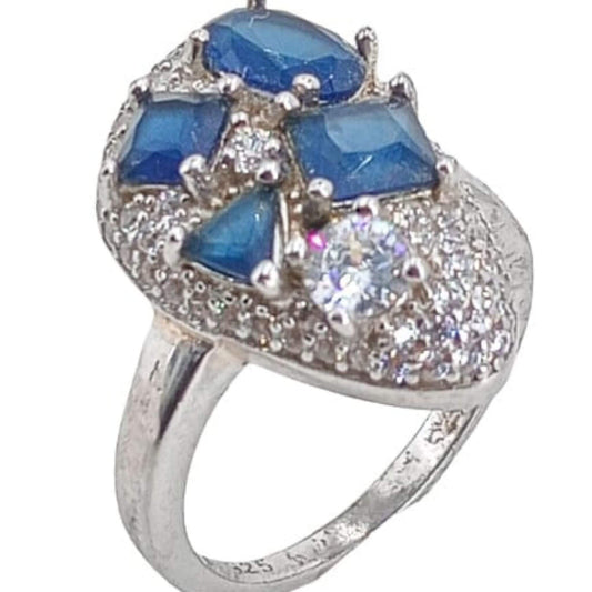 SILVER RING WITH RHODIUM FINISH AND ZIRCONIAS