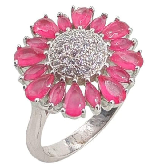 SILVER RING WITH RHODIUM FINISH AND ZIRCONIAS