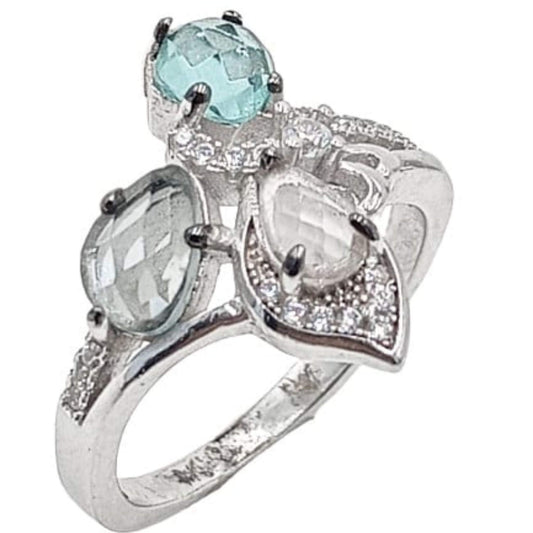 SILVER RING WITH RHODIUM FINISH AND ZIRCONIAS