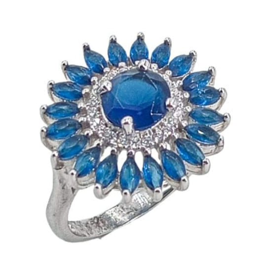 SILVER RING WITH RHODIUM FINISH AND ZIRCONIAS