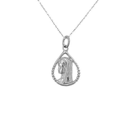 VIRGIN MARY MEDAL, SILVER FINISHED