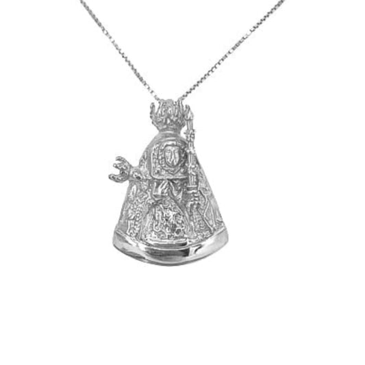 VIRGIN OF CANDELARIA MEDAL SILHOUETTE SILVER PLATED FINISH