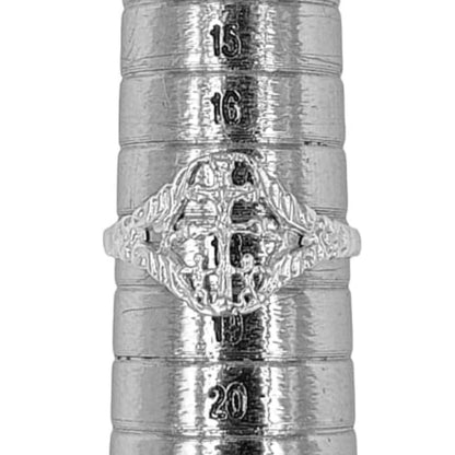 ANILLO CRUZ DE CARAVACA PLATA ACABADO PLATEADO RELIEVE