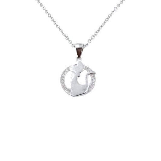 SILVER CAT PENDANT WITH SILVER FINISH AND ZIRCONIAS