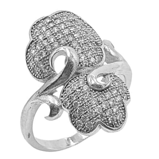 SILVER RING WITH RHODIUM FINISH AND ZIRCONIAS 