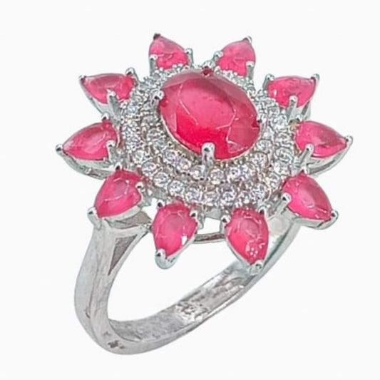 SILVER RING WITH RHODIUM FINISH AND ZIRCONIAS