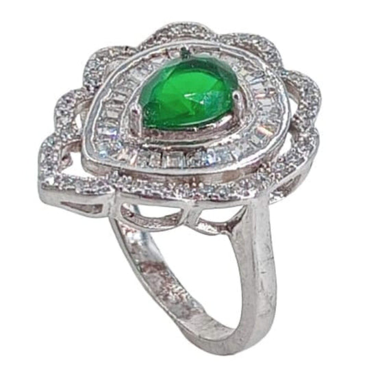 SILVER RING WITH RHODIUM FINISH AND ZIRCONIAS