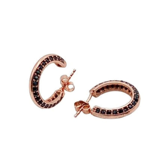 SILVER HOOPS WITH PINK FINISH AND ZIRCONIAS, PRESSURE CLOSURE