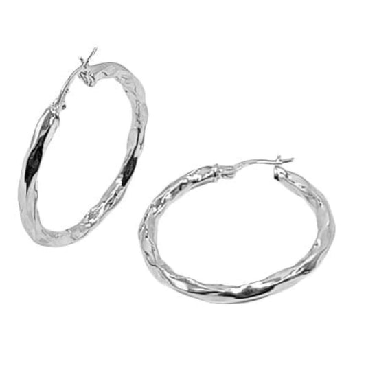 SILVER EARRINGS WITH SHINED SILVER FINISH AND ENGRAVED POLISH