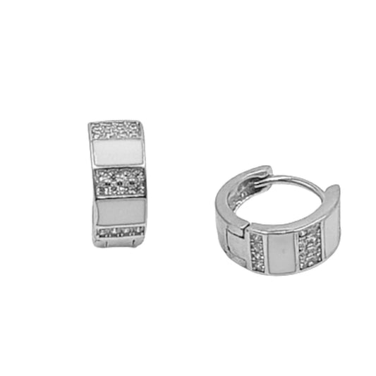 SILVER EARRINGS WITH RHODIUM FINISH AND ENAMEL WITH ZIRCONIAS