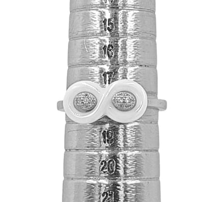 ANILLO PLATA Y CERAMICA ACABADO RODIO Y CIRCONITAS